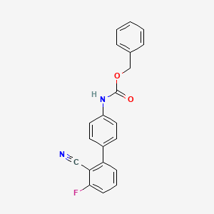 molecular formula C21H15FN2O2 B2773413 Benzyl (2'-cyano-3'-fluoro-[1,1'-biphenyl]-4-yl)carbamate CAS No. 1881295-90-4