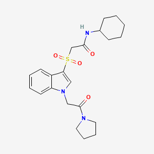 N-cyclohexyl-2-((1-(2-oxo-2-(pyrrolidin-1-yl)ethyl)-1H-indol-3-yl)sulfonyl)acetamide
