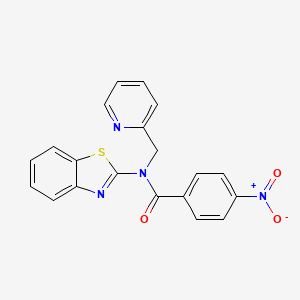 molecular formula C20H14N4O3S B2773428 N-(benzo[d]thiazol-2-yl)-4-nitro-N-(pyridin-2-ylmethyl)benzamide CAS No. 886902-02-9