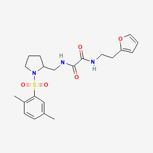 molecular formula C21H27N3O5S B2773429 N1-((1-((2,5-dimethylphenyl)sulfonyl)pyrrolidin-2-yl)methyl)-N2-(2-(furan-2-yl)ethyl)oxalamide CAS No. 896291-06-8
