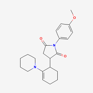 molecular formula C22H28N2O3 B2773431 1-(4-Methoxyphenyl)-3-(2-(piperidin-1-yl)cyclohex-2-en-1-yl)pyrrolidine-2,5-dione CAS No. 881482-89-9