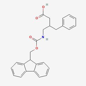 molecular formula C26H25NO4 B2773439 3-[({[(9H-fluoren-9-yl)methoxy]carbonyl}amino)methyl]-4-phenylbutanoic acid CAS No. 282525-01-3