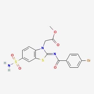 (Z)-methyl 2-(2-((4-bromobenzoyl)imino)-6-sulfamoylbenzo[d]thiazol-3(2H)-yl)acetate