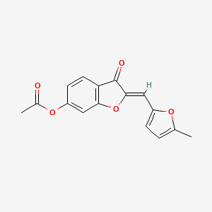 (Z)-2-((5-methylfuran-2-yl)methylene)-3-oxo-2,3-dihydrobenzofuran-6-yl acetate