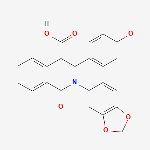 molecular formula C24H19NO6 B2773489 2-(1,3-Benzodioxol-5-yl)-3-(4-methoxyphenyl)-1-oxo-3,4-dihydroisoquinoline-4-carboxylic acid CAS No. 1023480-30-9