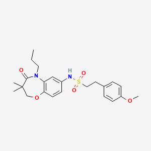 molecular formula C23H30N2O5S B2773494 N-(3,3-二甲基-4-氧代-5-丙基-2,3,4,5-四氢苯并[b][1,4]噁唑-7-基)-2-(4-甲氧基苯基)乙烷磺酰胺 CAS No. 922057-27-0