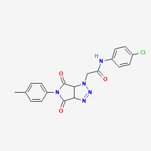 molecular formula C19H16ClN5O3 B2773502 N-(4-chlorophenyl)-2-[5-(4-methylphenyl)-4,6-dioxo-4,5,6,6a-tetrahydropyrrolo[3,4-d][1,2,3]triazol-1(3aH)-yl]acetamide CAS No. 142228-86-2