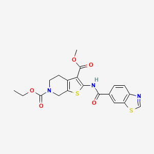 molecular formula C20H19N3O5S2 B2773510 6-ethyl 3-methyl 2-(benzo[d]thiazole-6-carboxamido)-4,5-dihydrothieno[2,3-c]pyridine-3,6(7H)-dicarboxylate CAS No. 864926-36-3