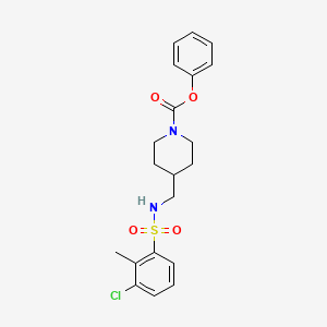 molecular formula C20H23ClN2O4S B2773512 苯基-4-((3-氯-2-甲基苯基磺酰氨基)甲基)哌啶-1-羧酸酯 CAS No. 1235624-95-9