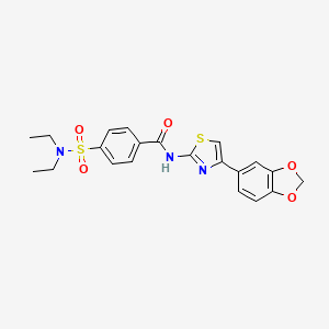 molecular formula C21H21N3O5S2 B2773514 N-(4-(benzo[d][1,3]dioxol-5-yl)thiazol-2-yl)-4-(N,N-diethylsulfamoyl)benzamide CAS No. 477547-45-8