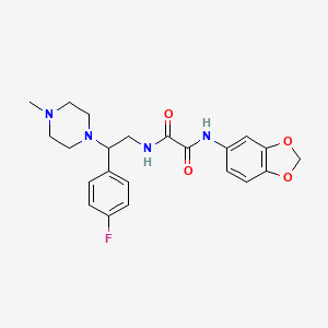 molecular formula C22H25FN4O4 B2773516 N1-(benzo[d][1,3]dioxol-5-yl)-N2-(2-(4-fluorophenyl)-2-(4-methylpiperazin-1-yl)ethyl)oxalamide CAS No. 898432-20-7