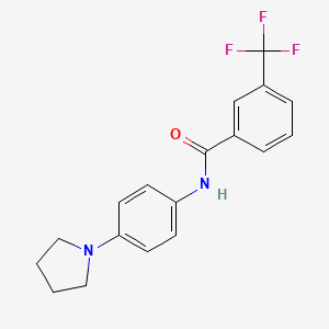 molecular formula C18H17F3N2O B2773518 N-[4-(1-pyrrolidinyl)phenyl]-3-(trifluoromethyl)benzenecarboxamide CAS No. 251097-28-6