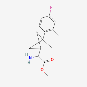 molecular formula C15H18FNO2 B2773524 Methyl 2-amino-2-[3-(4-fluoro-2-methylphenyl)-1-bicyclo[1.1.1]pentanyl]acetate CAS No. 2287267-90-5