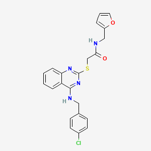 molecular formula C22H19ClN4O2S B2773530 2-({4-[(4-chlorobenzyl)amino]quinazolin-2-yl}thio)-N-(2-furylmethyl)acetamide CAS No. 422532-12-5
