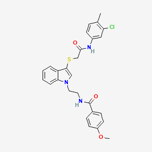 N-(2-(3-((2-((3-chloro-4-methylphenyl)amino)-2-oxoethyl)thio)-1H-indol-1-yl)ethyl)-4-methoxybenzamide