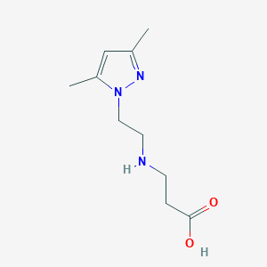 molecular formula C10H18IN3O2 B2773533 N-[2-(3,5-dimethyl-1H-pyrazol-1-yl)ethyl]-beta-alanine CAS No. 1245569-21-4