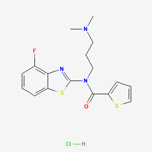 molecular formula C17H19ClFN3OS2 B2773536 N-(3-(dimethylamino)propyl)-N-(4-fluorobenzo[d]thiazol-2-yl)thiophene-2-carboxamide hydrochloride CAS No. 1215664-45-1
