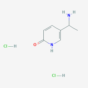 molecular formula C7H12Cl2N2O B2773548 5-(1-氨基乙基)-1H-吡啶-2-酮；二盐酸盐 CAS No. 2416237-10-8