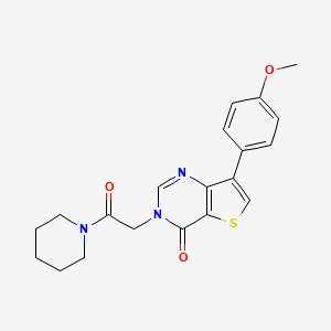 molecular formula C20H21N3O3S B2773557 7-(4-methoxyphenyl)-3-(2-oxo-2-piperidin-1-ylethyl)thieno[3,2-d]pyrimidin-4(3H)-one CAS No. 1207048-31-4