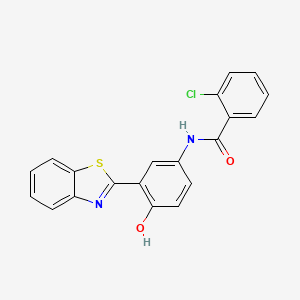 molecular formula C20H13ClN2O2S B2773564 N-(3-(benzo[d]thiazol-2-yl)-4-hydroxyphenyl)-2-chlorobenzamide CAS No. 292066-48-9