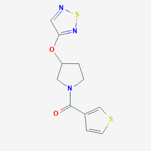 molecular formula C11H11N3O2S2 B2773578 (3-((1,2,5-Thiadiazol-3-yl)oxy)pyrrolidin-1-yl)(thiophen-3-yl)methanone CAS No. 2320669-89-2