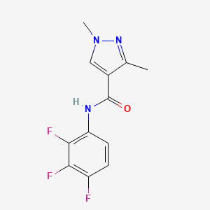 molecular formula C12H10F3N3O B2773605 1,3-二甲基-N-(2,3,4-三氟苯基)-1H-吡唑-4-甲酸酰胺 CAS No. 1172097-43-6