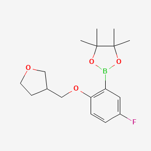 molecular formula C17H24BFO4 B2773617 2-[5-Fluoro-2-(oxolan-3-ylmethoxy)phenyl]-4,4,5,5-tetramethyl-1,3,2-dioxaborolane CAS No. 2246393-66-6