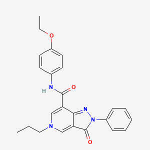 molecular formula C24H24N4O3 B2773645 N-(4-ethoxyphenyl)-3-oxo-2-phenyl-5-propyl-3,5-dihydro-2H-pyrazolo[4,3-c]pyridine-7-carboxamide CAS No. 923146-86-5