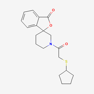 molecular formula C19H23NO3S B2773647 1'-(2-(cyclopentylthio)acetyl)-3H-spiro[isobenzofuran-1,3'-piperidin]-3-one CAS No. 1706069-79-5