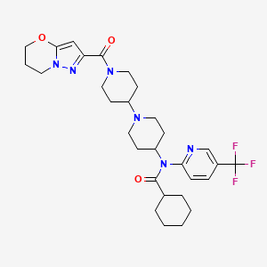 molecular formula C30H39F3N6O3 B2773648 N-(1'-(6,7-dihydro-5H-pyrazolo[5,1-b][1,3]oxazine-2-carbonyl)-[1,4'-bipiperidin]-4-yl)-N-(5-(trifluoromethyl)pyridin-2-yl)cyclohexanecarboxamide CAS No. 2034525-81-8