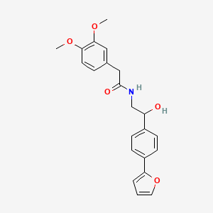 molecular formula C22H23NO5 B2773649 2-(3,4-Dimethoxyphenyl)-N-[2-[4-(furan-2-yl)phenyl]-2-hydroxyethyl]acetamide CAS No. 2320923-37-1