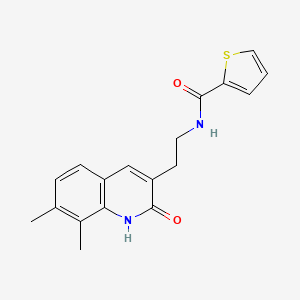 molecular formula C18H18N2O2S B2773660 N-(2-(7,8-dimethyl-2-oxo-1,2-dihydroquinolin-3-yl)ethyl)thiophene-2-carboxamide CAS No. 851407-74-4