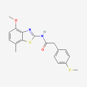 molecular formula C18H18N2O2S2 B2773667 N-(4-methoxy-7-methylbenzo[d]thiazol-2-yl)-2-(4-(methylthio)phenyl)acetamide CAS No. 899738-80-8