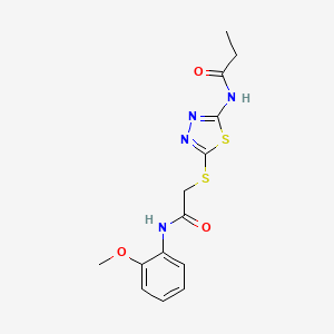 N-[5-[2-(2-methoxyanilino)-2-oxoethyl]sulfanyl-1,3,4-thiadiazol-2-yl]propanamide
