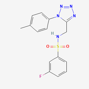 molecular formula C15H14FN5O2S B2773702 3-氟-N-((1-(对甲苯)-1H-四唑-5-基)甲基)苯磺酰胺 CAS No. 921060-60-8