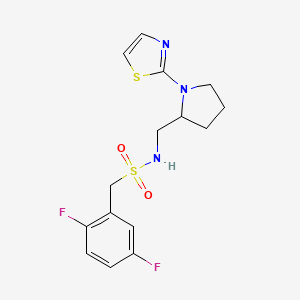 molecular formula C15H17F2N3O2S2 B2773703 1-(2,5-difluorophenyl)-N-((1-(thiazol-2-yl)pyrrolidin-2-yl)methyl)methanesulfonamide CAS No. 1705976-09-5