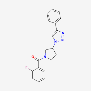 molecular formula C19H17FN4O B2773709 (2-fluorophenyl)(3-(4-phenyl-1H-1,2,3-triazol-1-yl)pyrrolidin-1-yl)methanone CAS No. 2034264-41-8