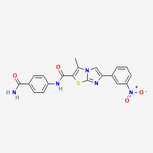 molecular formula C20H15N5O4S B2773713 N-(4-carbamoylphenyl)-3-methyl-6-(3-nitrophenyl)imidazo[2,1-b]thiazole-2-carboxamide CAS No. 852136-02-8
