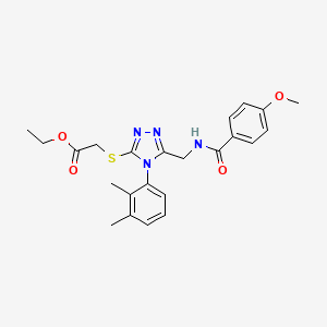 molecular formula C23H26N4O4S B2773716 Ethyl 2-[[4-(2,3-dimethylphenyl)-5-[[(4-methoxybenzoyl)amino]methyl]-1,2,4-triazol-3-yl]sulfanyl]acetate CAS No. 476432-03-8