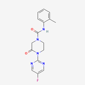 molecular formula C16H16FN5O2 B2773720 4-(5-Fluoropyrimidin-2-yl)-N-(2-methylphenyl)-3-oxopiperazine-1-carboxamide CAS No. 2309569-60-4
