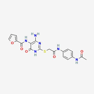 molecular formula C19H18N6O5S B2773721 N-(2-((2-((4-acetamidophenyl)amino)-2-oxoethyl)thio)-4-amino-6-oxo-1,6-dihydropyrimidin-5-yl)furan-2-carboxamide CAS No. 888423-80-1