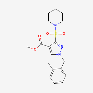 molecular formula C18H23N3O4S B2773727 methyl 1-(2-methylbenzyl)-3-(piperidin-1-ylsulfonyl)-1H-pyrazole-4-carboxylate CAS No. 1251703-46-4