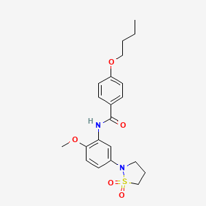 molecular formula C21H26N2O5S B2773734 4-butoxy-N-(5-(1,1-dioxidoisothiazolidin-2-yl)-2-methoxyphenyl)benzamide CAS No. 946261-66-1