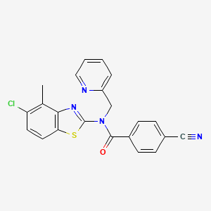 N-(5-chloro-4-methylbenzo[d]thiazol-2-yl)-4-cyano-N-(pyridin-2-ylmethyl)benzamide