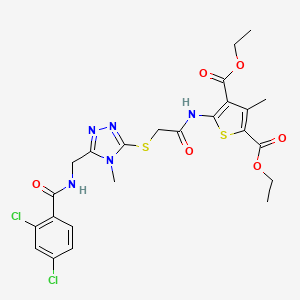 diethyl 5-(2-((5-((2,4-dichlorobenzamido)methyl)-4-methyl-4H-1,2,4-triazol-3-yl)thio)acetamido)-3-methylthiophene-2,4-dicarboxylate