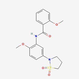 molecular formula C18H20N2O5S B2773747 N-(5-(1,1-dioxidoisothiazolidin-2-yl)-2-methoxyphenyl)-2-methoxybenzamide CAS No. 946343-99-3