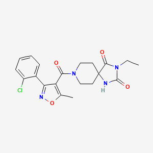 molecular formula C20H21ClN4O4 B2773748 8-(3-(2-Chlorophenyl)-5-methylisoxazole-4-carbonyl)-3-ethyl-1,3,8-triazaspiro[4.5]decane-2,4-dione CAS No. 1021040-20-9