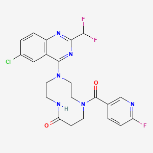 B2773751 4-[6-Chloro-2-(difluoromethyl)quinazolin-4-yl]-1-(6-fluoropyridine-3-carbonyl)-1,4,7-triazecan-8-one CAS No. 2248968-46-7