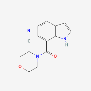 molecular formula C14H13N3O2 B2773752 4-(1H-吲哚-7-甲酰)吗啉-3-甲腈 CAS No. 1436105-19-9