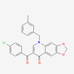 molecular formula C25H18ClNO4 B2773769 7-(4-chlorobenzoyl)-5-[(3-methylphenyl)methyl]-2H,5H,8H-[1,3]dioxolo[4,5-g]quinolin-8-one CAS No. 902507-50-0